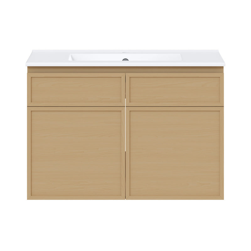 St. Tropez 30" Wall-Mounted Bathroom Vanity in Natural Oak with Sink Top