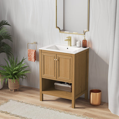 Château 24" Freestanding Bathroom Vanity in Golden Oak with Sink Top