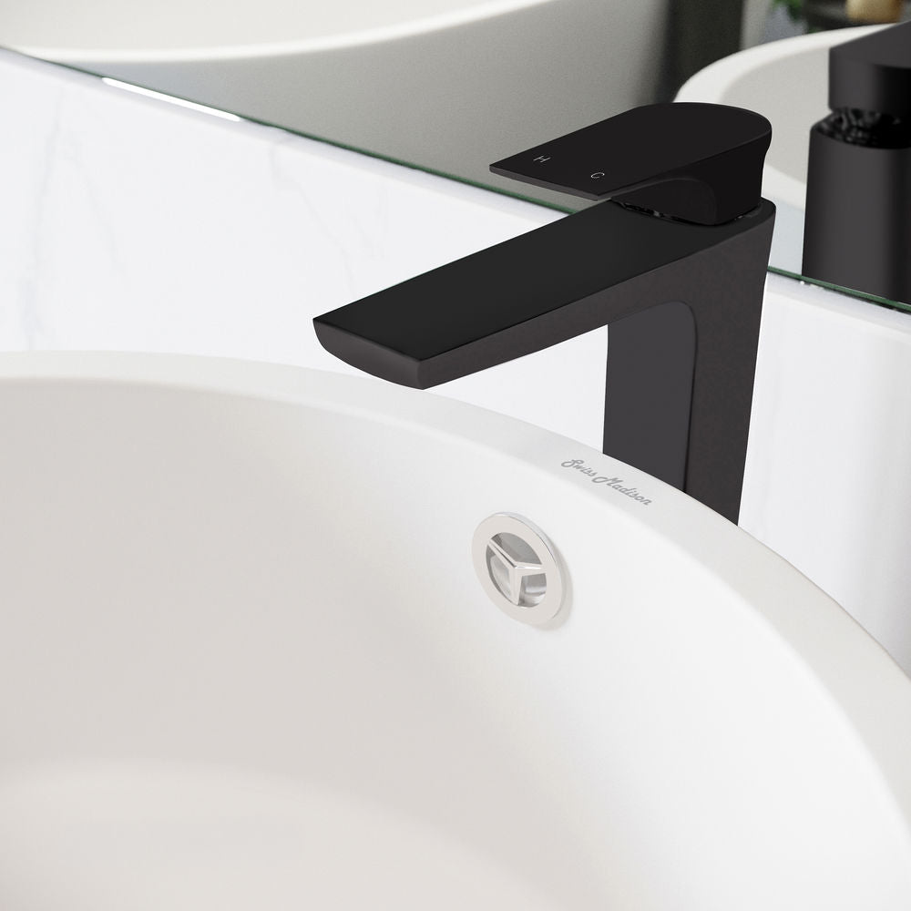 Monaco Single Hole, Single-Handle, High Arc Bathroom Faucet in Matte Black