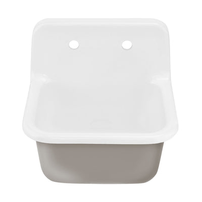 Loire 22" Cast Iron Rectangle Wall-Mounted Sink in Glossy Taupe