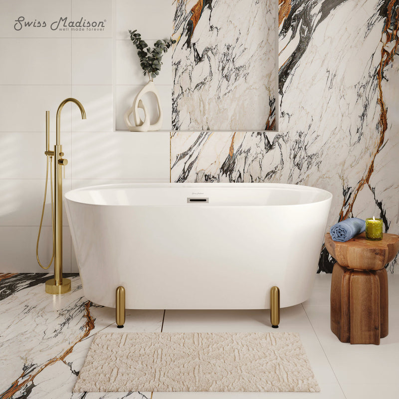 Monaco 59" Freestanding Bathtub with Brushed Gold Stand