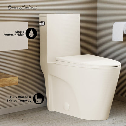 St. Tropez One-Piece 14" Rough-in 1.28 GPF Left-Hand Vortex Flush Elongated Toilet in Glossy Bisque