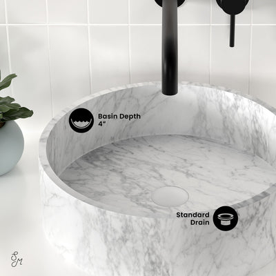 Monaco 17" Round Vessel Bathroom Sink in Marbled Grey