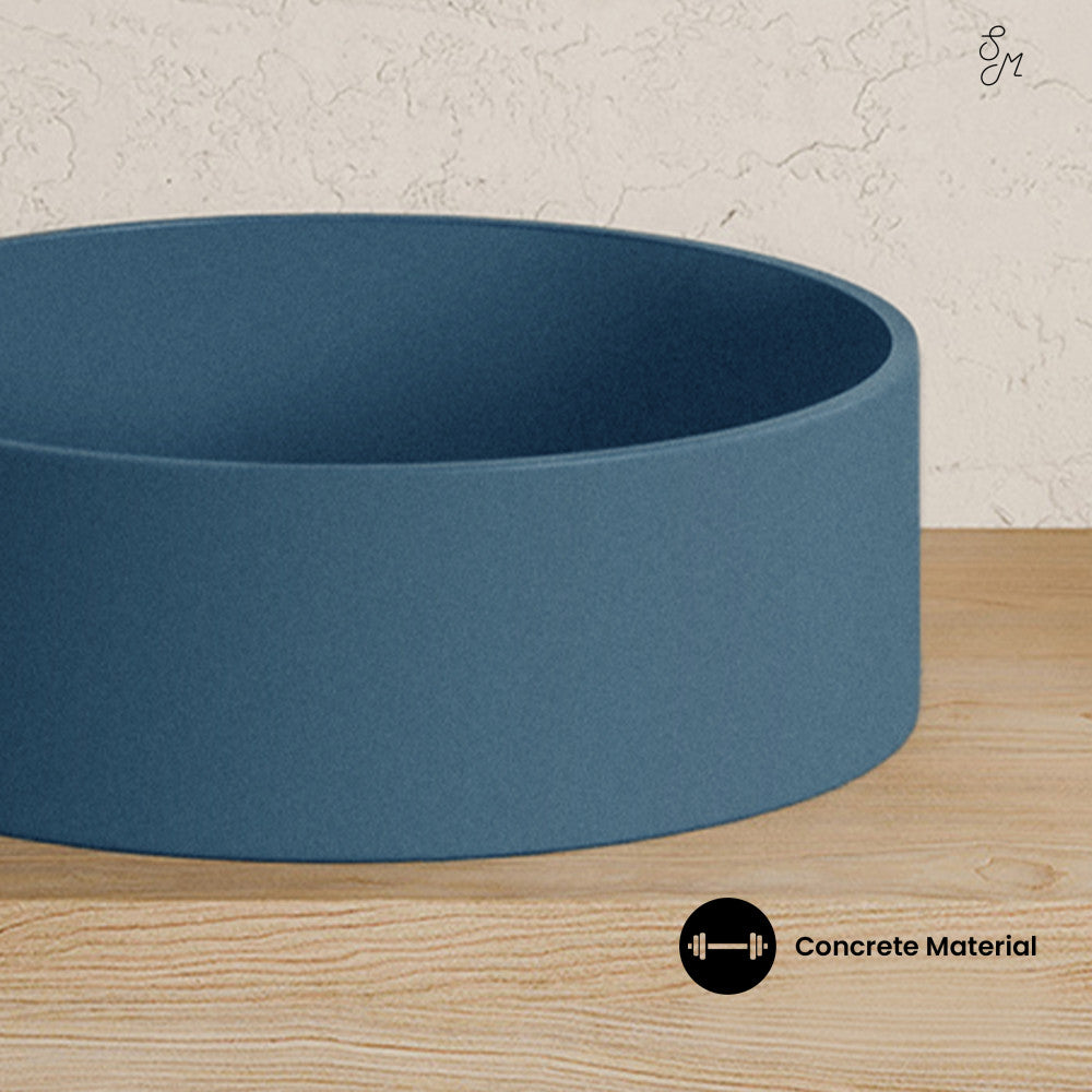 Lisse 14.5" Concrete Round Vessel Sink in Matte Royal Blue