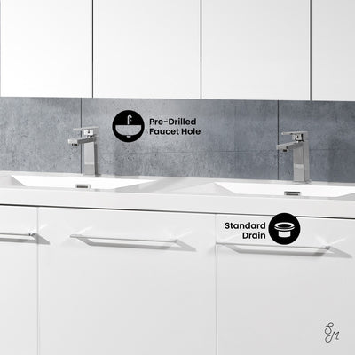 Annecy 60" Freestanding Bathroom Vanity in White with Sink Top