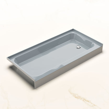 Voltaire 60 x 30 Shower Pan Base with Right Drain in Glossy Gray