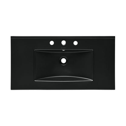36" 3-Hole Widespread Vanity Sink Top in Glossy Black