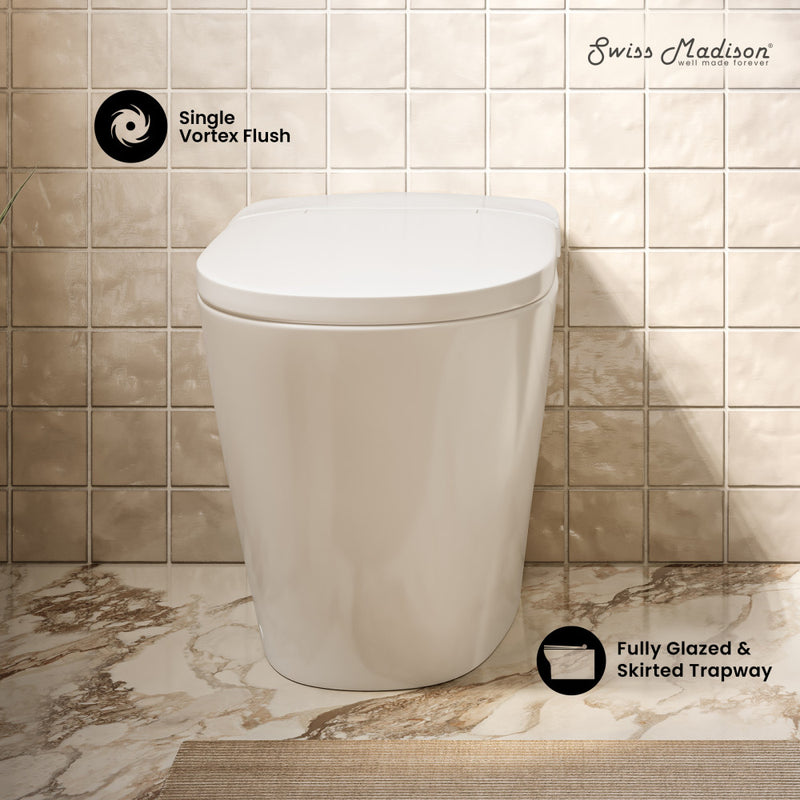 Hugo H Power Flush Tankless Toilet 12" Rough-in 1.1 GPF Non-Electric ADA Toilet with Integrated Tank in Glossy White