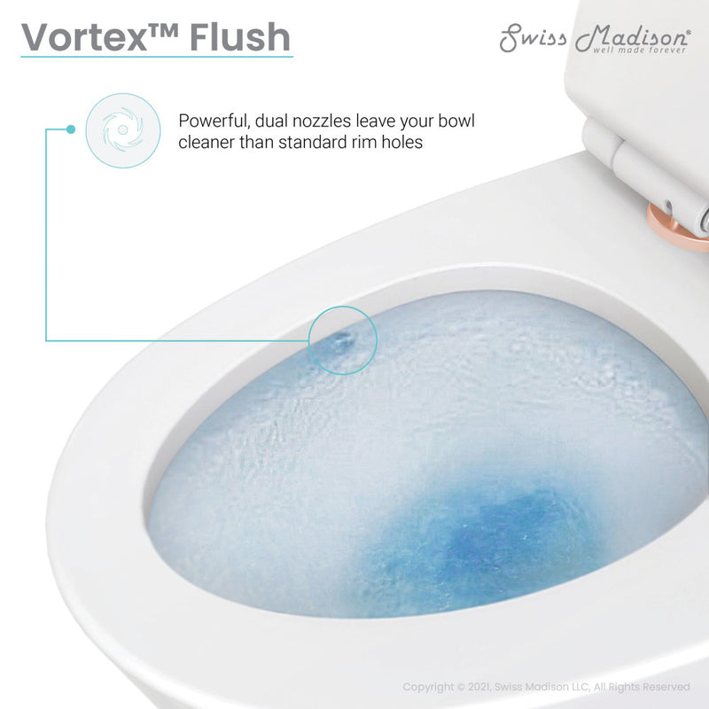 St. Tropez One Piece Elongated Toilet Dual Vortex™ Flush, Rose Gold Hardware