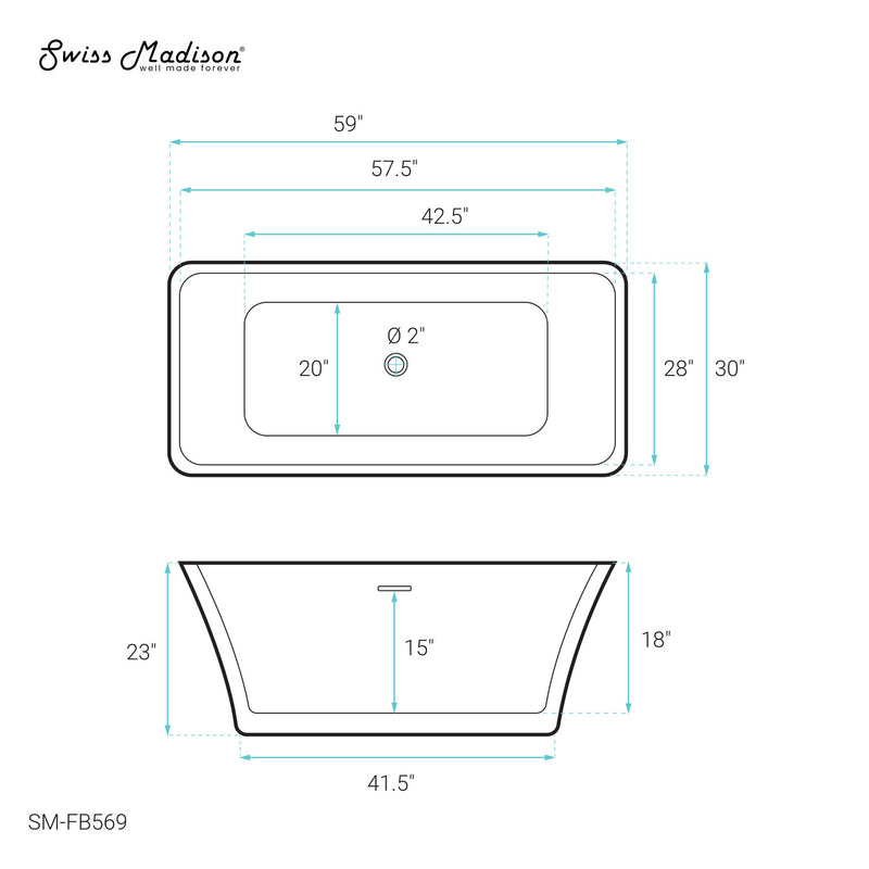 St. Tropez 60" Freestanding Bathtub