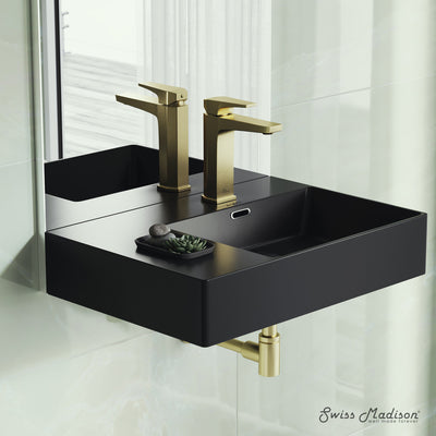 St. Tropez 24 x 18 Ceramic Wall Hung Sink with Right Side Mount, Matte Black