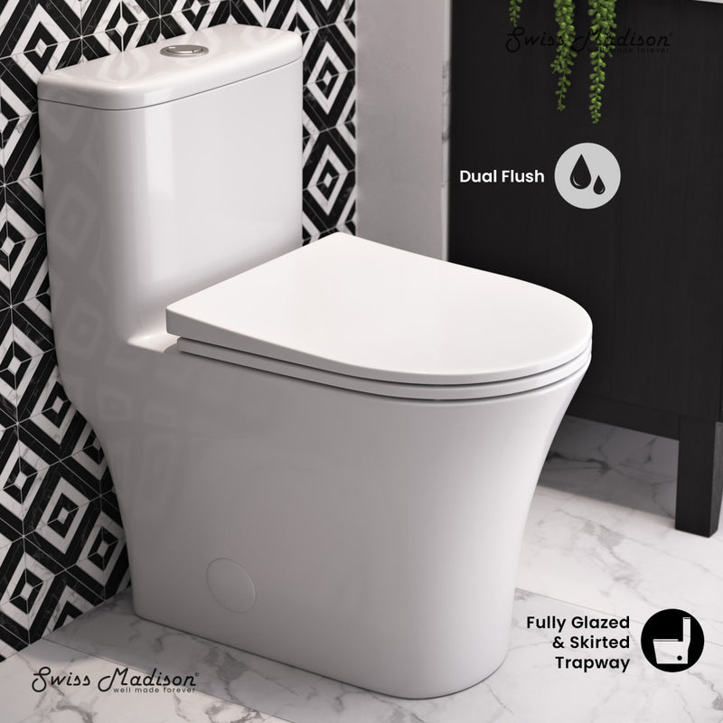 TWISTER Dual Flush, Cascade One-Piece Compact Toilet, 1.1/1.6 GPF