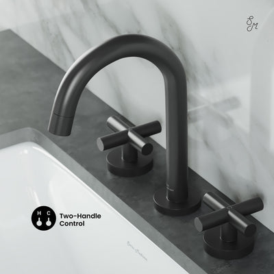 Ivy Courte 8 in. Widespread, Cross Handle, Bathroom Faucet in Matte Black