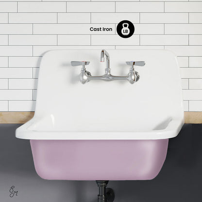 Loire 22" Cast Iron Rectangle Wall-Mounted Sink in Glossy Lavender