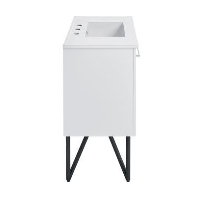 Annecy 36 in. White Bathroom Vanity With White, 3-Hole Ceramic Sink Top