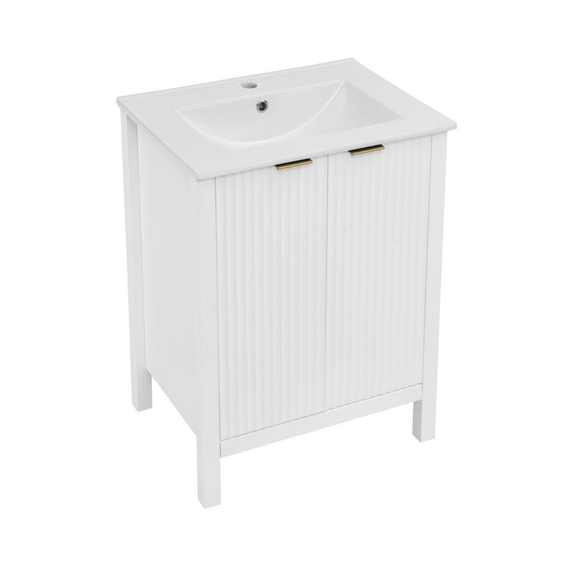 Bastille 24" Freestanding Bathroom Vanity in White with Sink Top