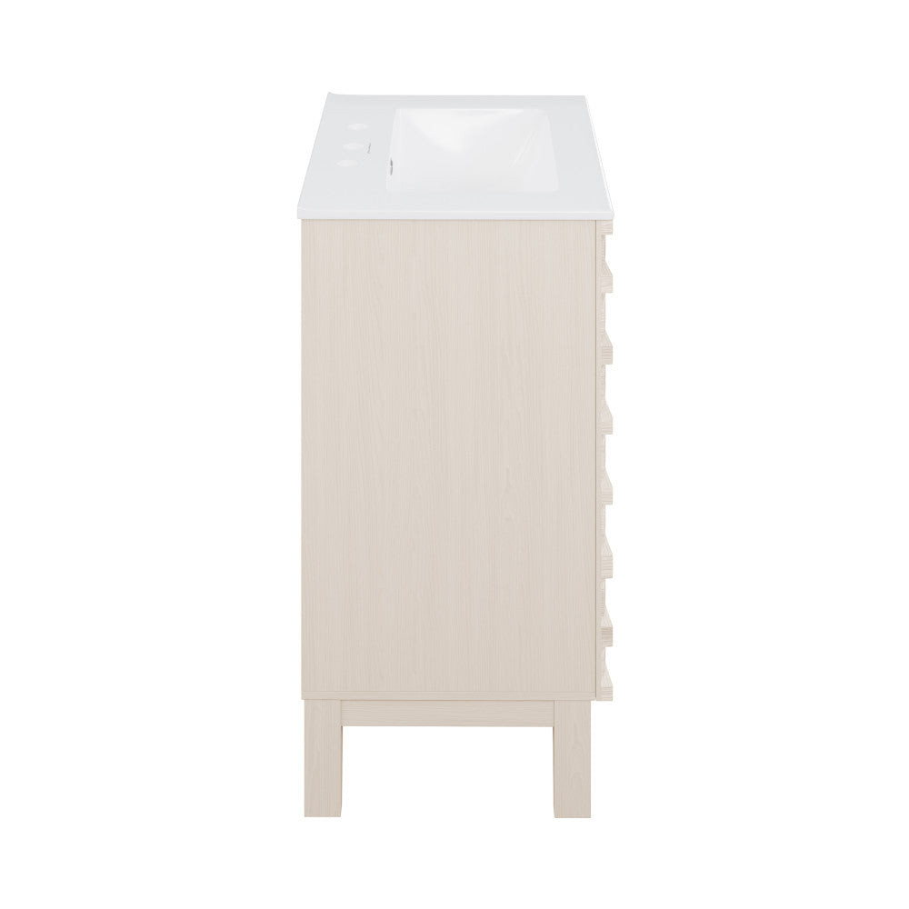 Cascade 24 in. White Oak Bathroom Vanity With White, 3-Hole Ceramic Sink Top