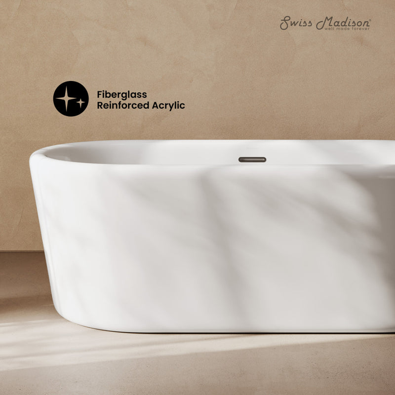 Nanterre 68" Soaking Freestanding Bathtub in Glossy White, Drain Included