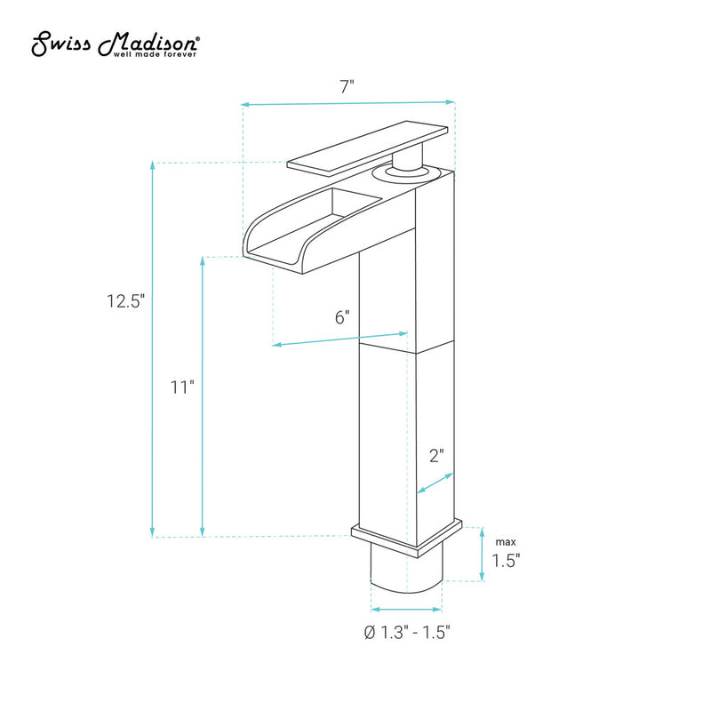 Concorde Single Hole, Single-Handle, High Arc Waterfall, Bathroom Faucet in Chrome