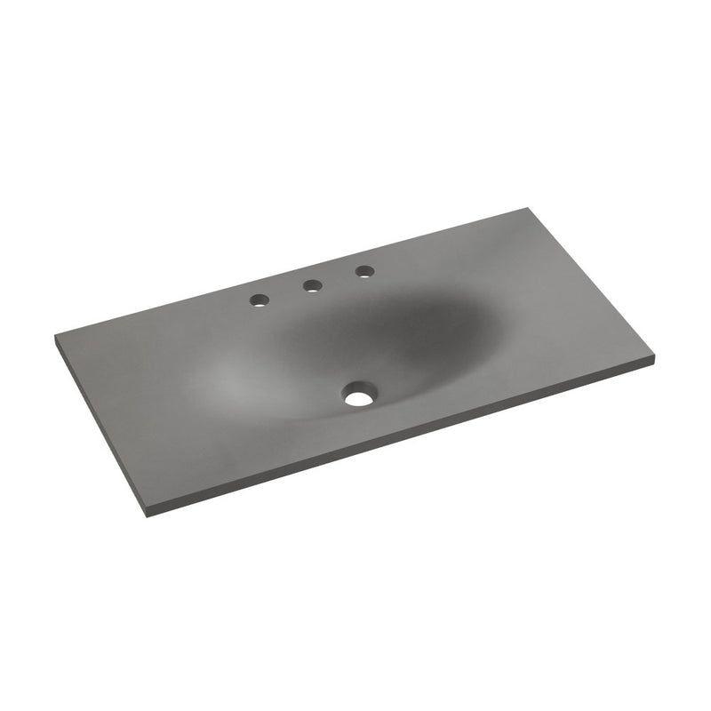 36" 3-Hole Widespread Concrete Vanity Sink Top in Matte Dark Gray