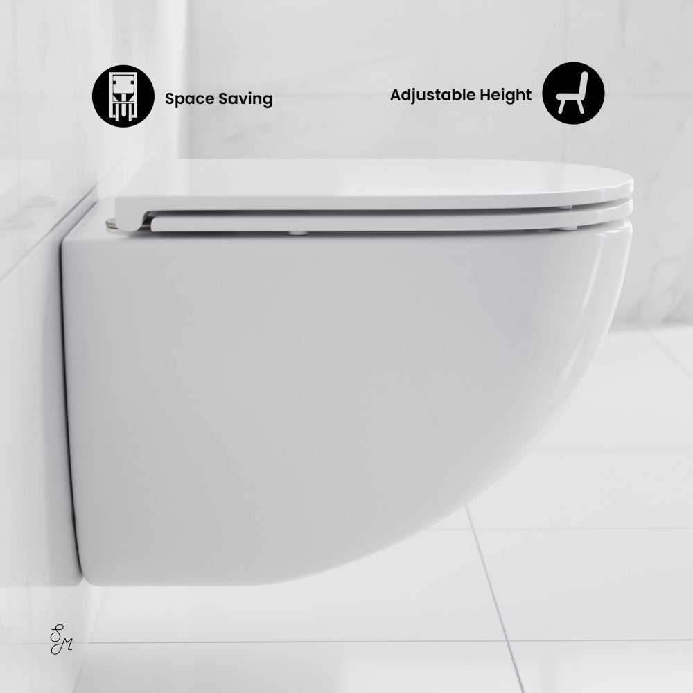 St. Tropez Wall-Hung Toilet Bundle 0.8/1.6 GPF Dual Flush in Glossy White with Black Flush Plate