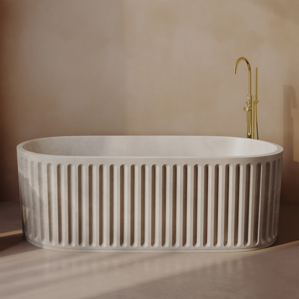 Delice 67" Freestanding Concrete Bathtub in Sand, Drain Included
