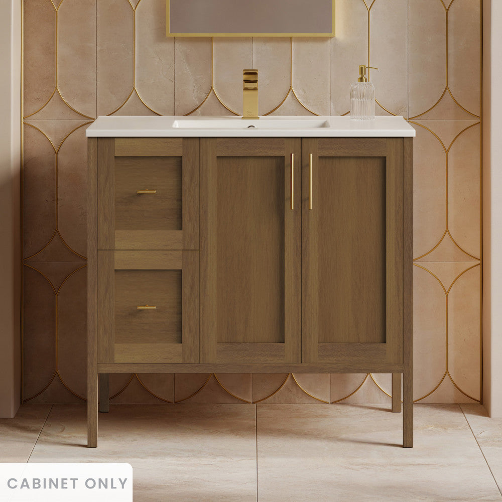 Forme 36" Modular Freestanding Bathroom Vanity Cabinet without Top in Brown Oak
