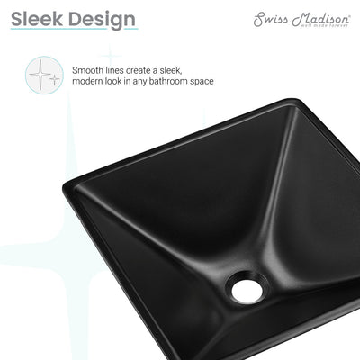 Claire 15.5" Glass Vessel Sink, Black