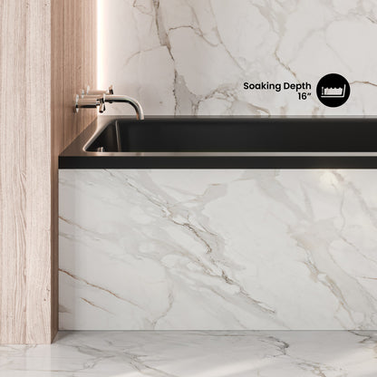 Voltaire 54 x 30 Left Drain Soaking Alcove Bathtub in Glossy Black