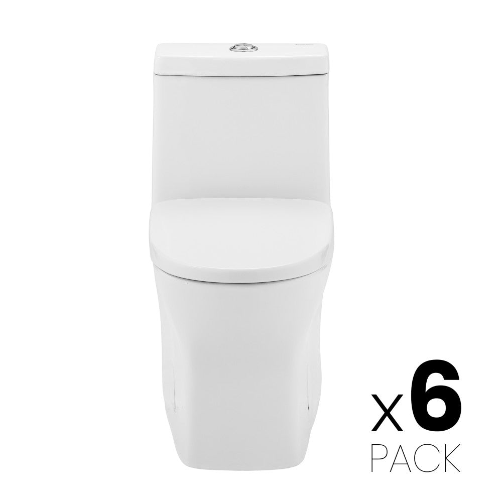 Sublime II One-Piece 10" Rough-in 1.1/1.6 GPF Dual Top Flush Round Compact Toilet in Glossy White (6 - Pack)