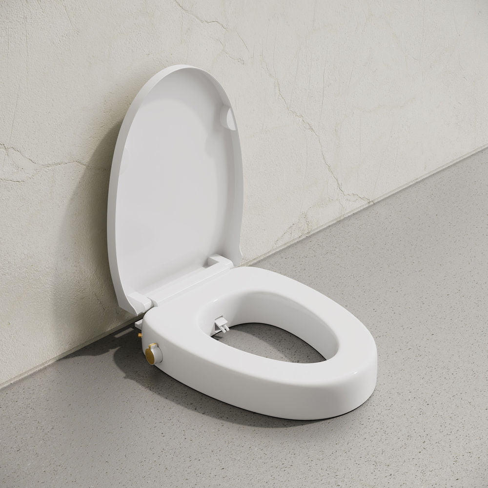 Ryse 3 in. Raised Elongated Soft Close ADA Compliant Toilet Seat with Bidet in Glossy White