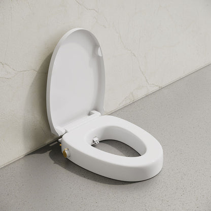 Ryse 3 in. Raised Elongated Soft Close ADA Compliant Toilet Seat with Bidet in Glossy White
