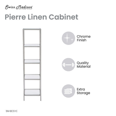 Pierre 16"x65"x14" Freestanding Linen Cabinet in Chrome