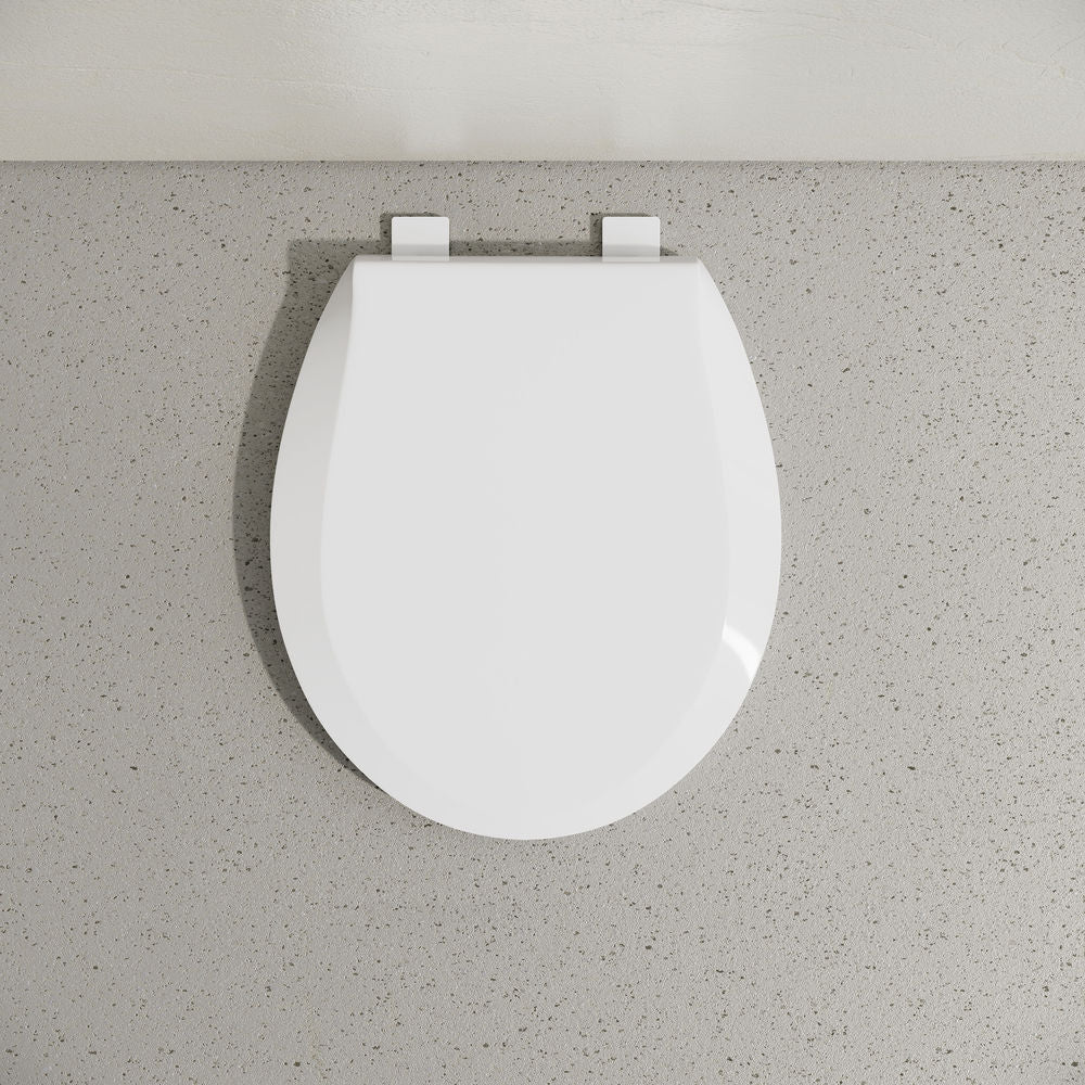 Round Toilet Seat with Toddler Seat Built In, Family Toilet Seat in Glossy White