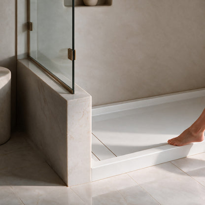 Marquette 48 x 32 Shower Pan Base with Reversible Drain in Glossy White