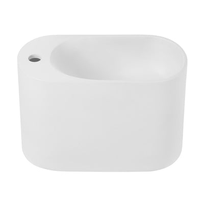 Terre 18" Solid Surface Oval Wall-Mounted Sink with Left Side Faucet Mount in Matte White