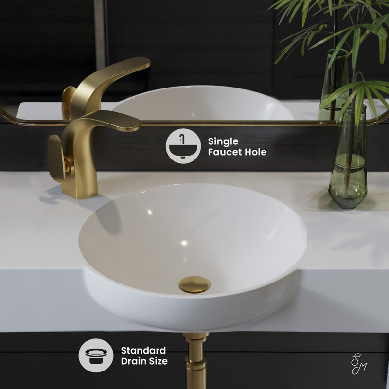 Chateau 30" Wall-Mounted Sink Center Basin with Left Side Faucet Mount in Glossy White