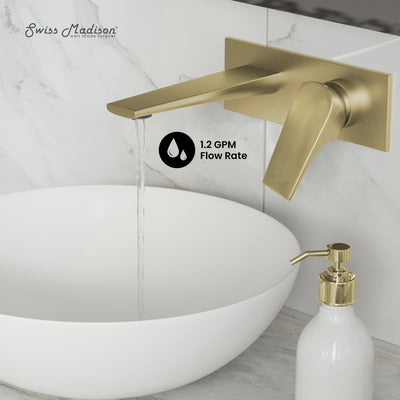 Monaco Single-Handle, Wall-Mount, Bathroom Faucet in Brushed Gold