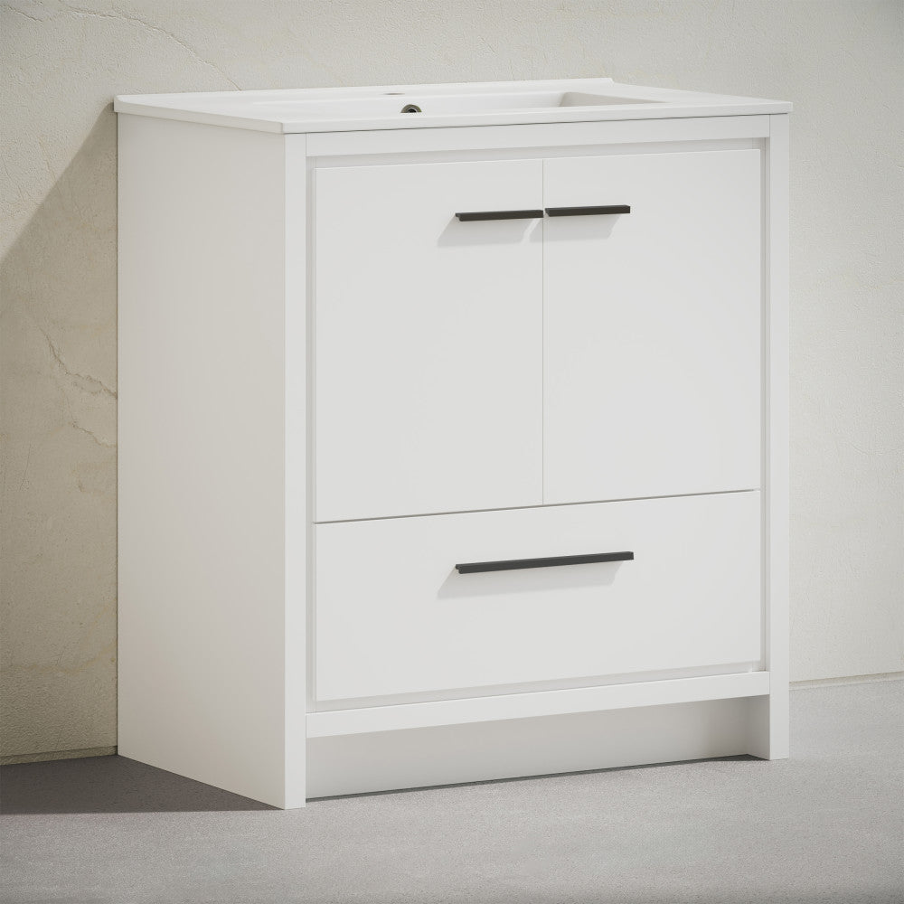 Virage 30" Freestanding Bathroom Vanity in White with Sink Top