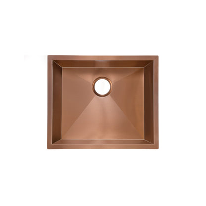 Tourner 21 x 18 Stainless Steel, Single Basin, Undermount Kitchen Sink, Rose Gold