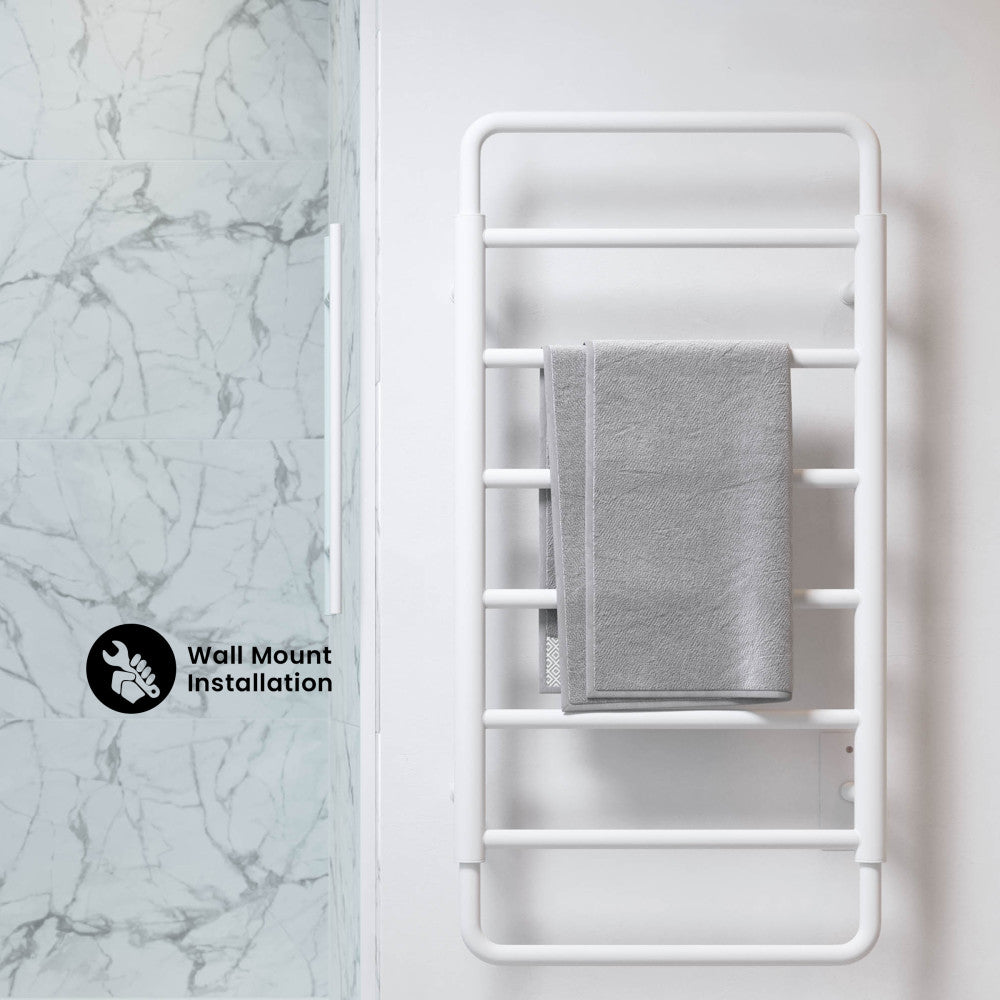 Ivy 8-Bar Electric Towel Warmer in Matte White