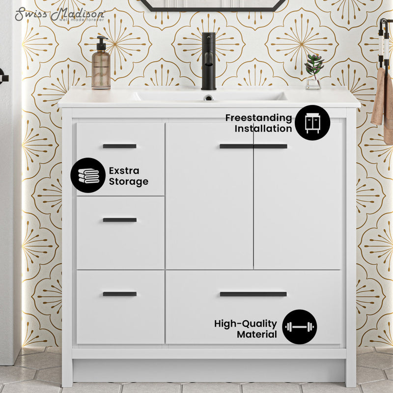 Virage 36 Freestanding, Bathroom Vanity in White