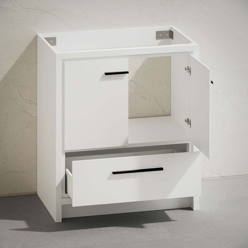 Virage 30" Freestanding Bathroom Vanity in White without Sink Top
