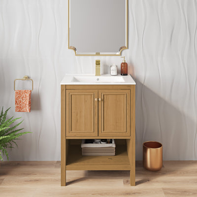 Château 24" Freestanding Bathroom Vanity in Golden Oak with Sink Top