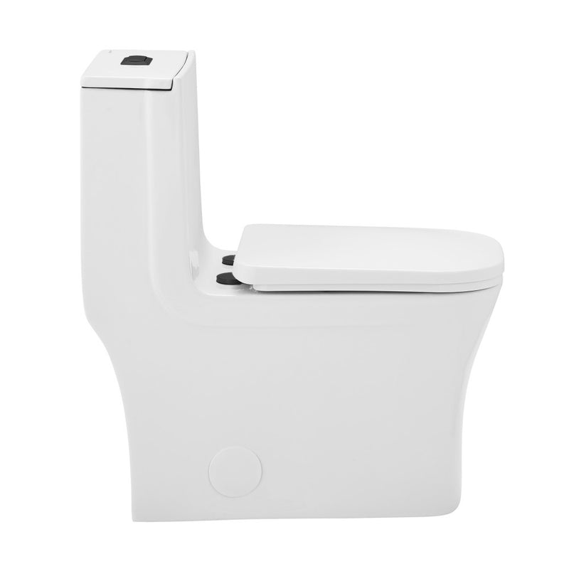 Concorde One Piece Square Toilet Dual Flush, Black Hardware 1.1/1.6 gpf
