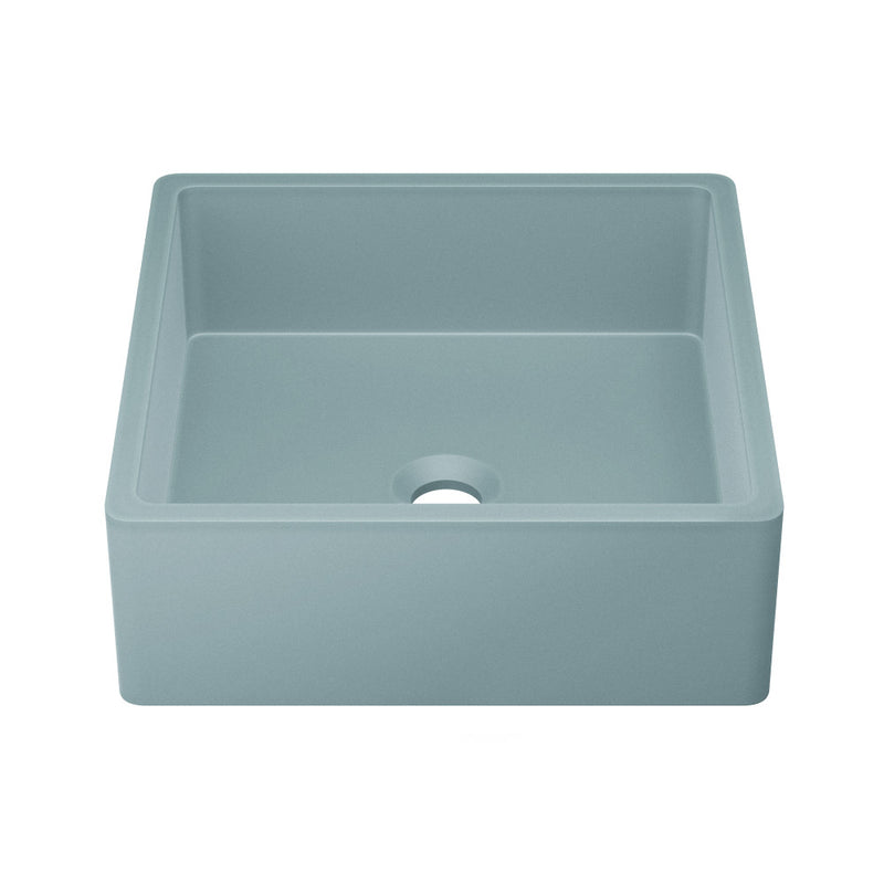 Lisse 15.5" Concrete Square Vessel Sink in Matte Powder Blue