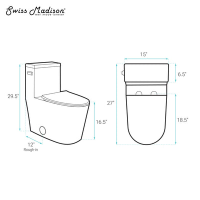 Liberte One-Piece 12" Rough-in 1.28 GPF Left-Hand Flush Elongated ADA Toilet in Glossy White