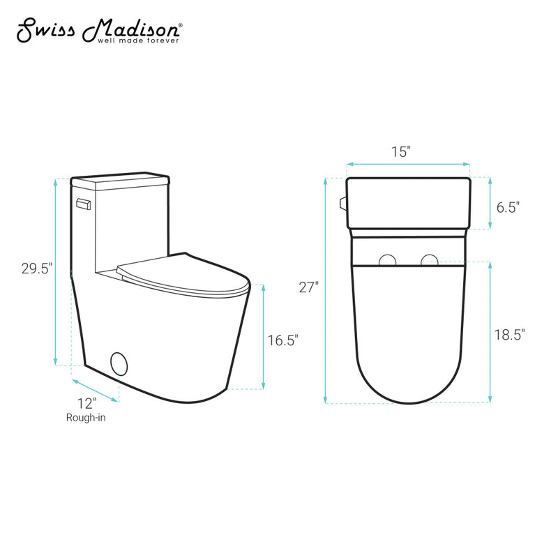 Liberte One-Piece 12" Rough-in 1.28 GPF Left-Hand Flush Elongated ADA Toilet in Glossy White