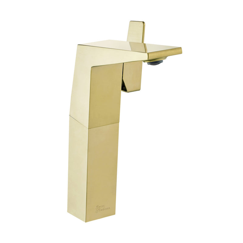 Carre Single Hole, Single-Handle, High Arc Bathroom Faucet in Brushed Gold