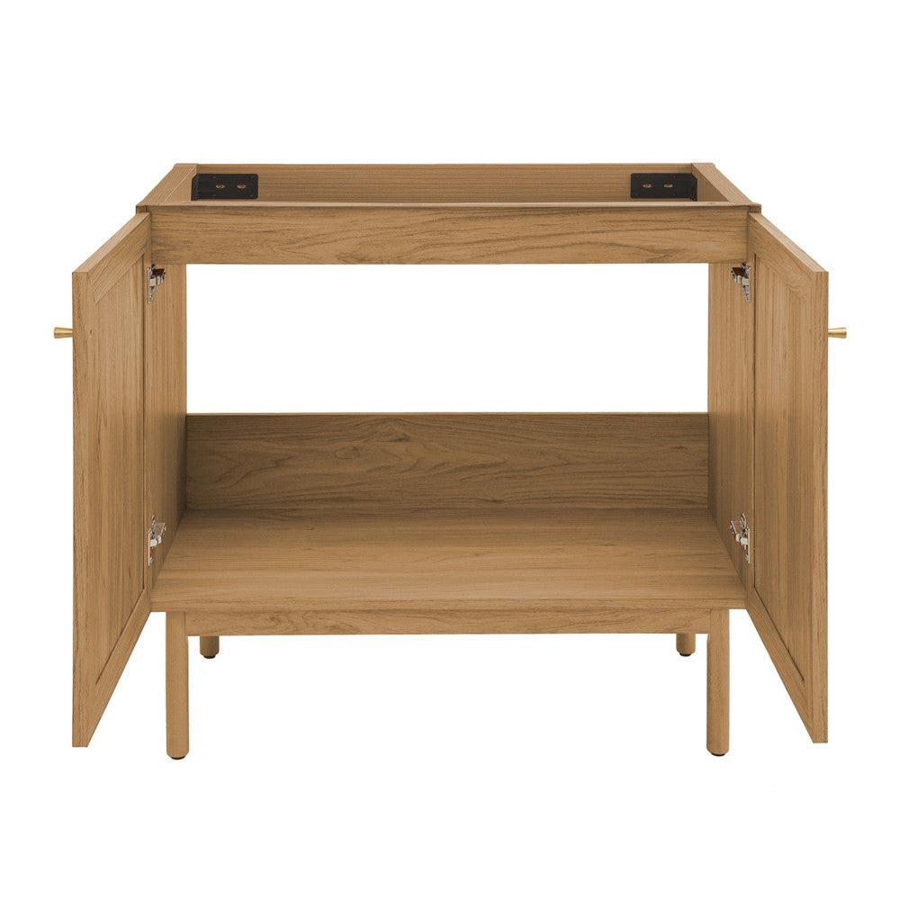 36-inch freestanding oak bathroom vanity cabinet only, soft-close doors.